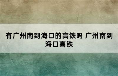 有广州南到海口的高铁吗 广州南到海口高铁